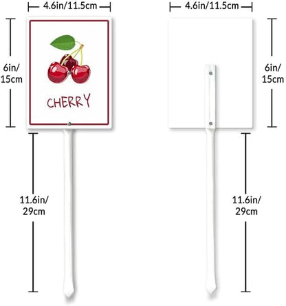 Cherry Marker Yard Sign with Stakes 4.6in×6in, Aluminum Garden Signs, Garden Plant Markers Garden Potted Plants Labels for Vegetable Flowers Funny Garden Stakes Decorations