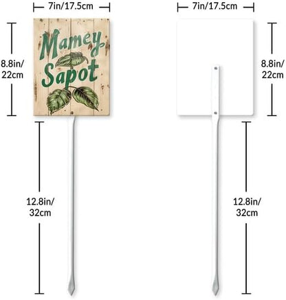 Uptell Vintage Aluminum Mamey Sapot Fruit Signs Yard Sign with Stake for Garden Fruit Garden Label Stakes Plant Markers for Outdoor Plants Waterproof 7x8.8 inch