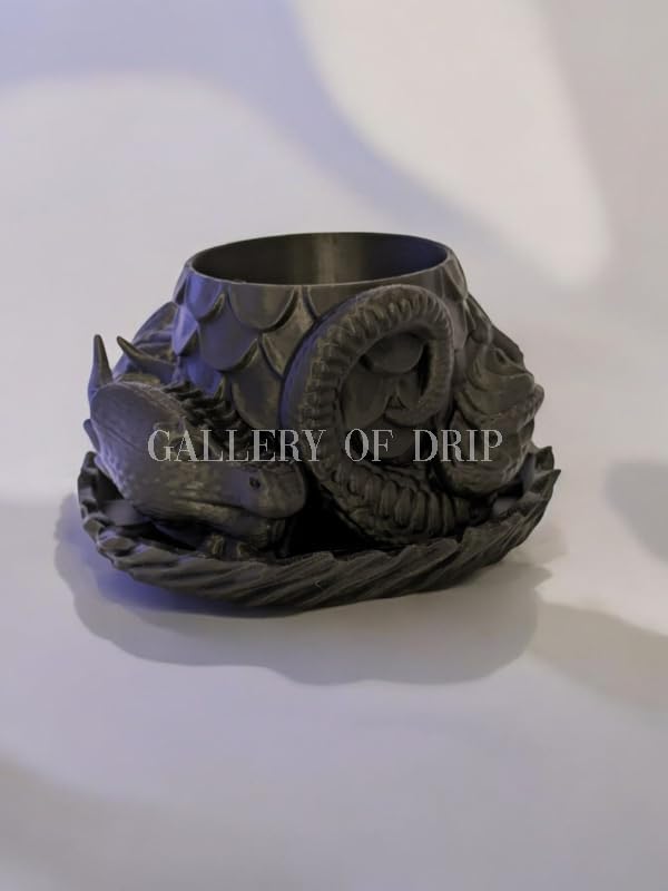 Sleeping Dragon Planter Vase - Gardening and Plant Lover Gifts | Witchy and Cottagecore Home Decor Piece for Succulents or Zen Garden | Medieval Boho Flower Pot with Drainage Holes (Black)