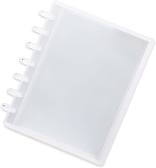 Discbound Photo Album with Clear PET Cover 20 Sheets Clear PP Sleeves 7 Discs Bound Organizer Left Side Open Pockets for Cash Money Stickers Photos Cards (7 Rings 1 Pocket)