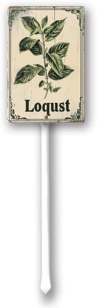 Uptell Vintage Aluminum Loqust Fruit Signs Yard Sign with Stake for Garden Fruit Garden Label Stakes Plant Markers for Outdoor Plants Waterproof 8x12 inch