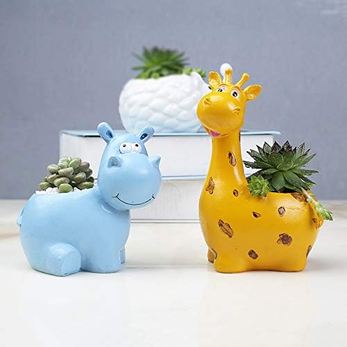 Funnuf Cute Animal Succulent Cactus Flower Planter for Home Garden Office Desktop, 1pcs, Resin Giraffe