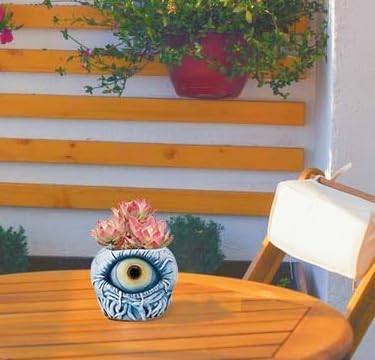 Blue Monster Eye Planter Creative Unique Eye Plant Pot,Resin Succulent Plants Pot with Drainage, for Outdoor Garden Deco and Home Art Decoration