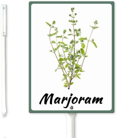 FemiaD Plant Label Signs Planted Herb Garden Markers Waterproof Aluminum Plant Stake Tags Marjoram Sign for Nursery Indoor Outdoor Garden Decoration 4.6x6inch