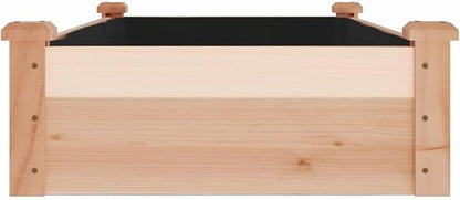 vidaXL Solid Fir Wood Garden Raised Bed with Liner - Outdoor Rectangular Planter Pot, Brown Natural, 47.2"x23.6"x9.8", Open Bottom for Drainage