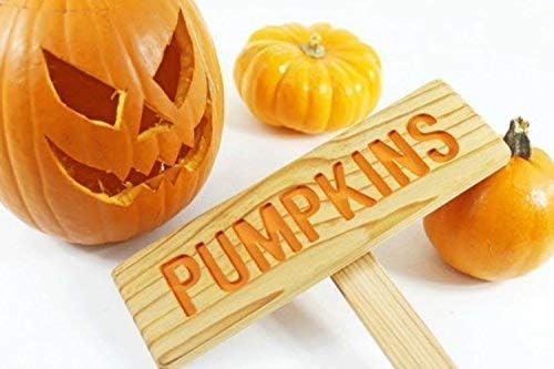 PUMPKINS Garden Sign, Halloween Garden Sign, Painted & Oil Sealed Cedar Wood: Hand Routed, Vegetable Plant Garden Marker, Personalized Sign