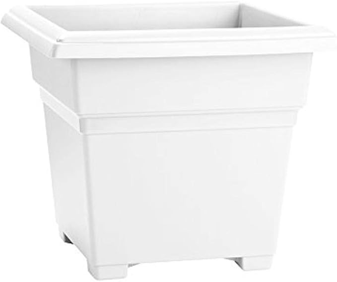 Root & Vessel Countryside Square Tub Planter, White, 14-Inch