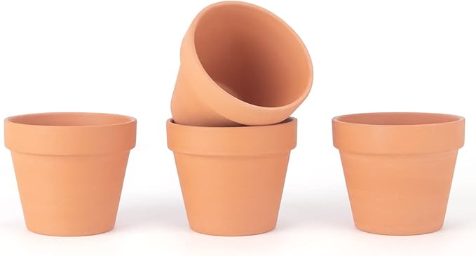 CFKJ [26 Pack] 4" Planter Nursery Pots Terracotta Pot Clay Ceramic Pottery Cactus Pots Flower Succulent Plants Pot Garden (4")