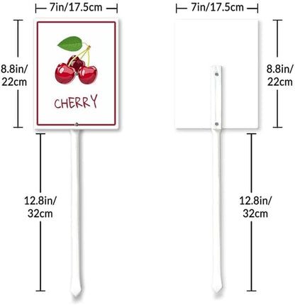 Cherry Marker Yard Sign with Stakes 7in×8.8in, Aluminum Garden Signs, Garden Plant Markers Garden Potted Plants Labels for Vegetable Flowers Funny Garden Stakes Decorations