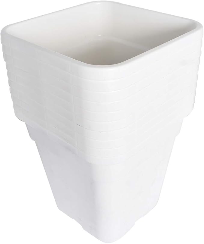 Plant Nursery Pot 10-Pack 3 Gallon Square Plastic Garden Planter Pots Flower Seedling Injection Molded Container Seed Starting Pot Set for Indoor Outdoor Plants Seedlings Vegetables White
