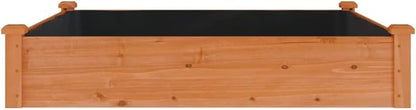 vidaXL Solid Fir Wood Raised Garden Bed with Liner - Outdoor Square Planter for Vegetables, Herbs, Flowers - 47.2x47.2x9.8 - Brown