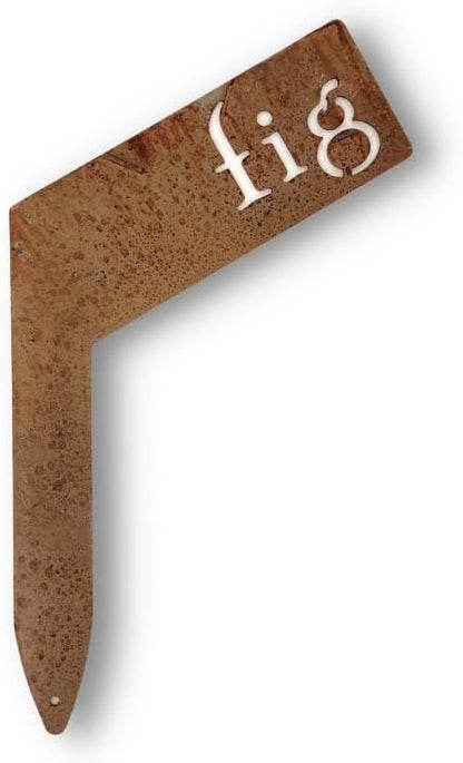 Planter Size Small Metal Garden Plant Vegetable Flower or Herb Markers 13.5 Inches Tall (fig, Naturally Rusted)