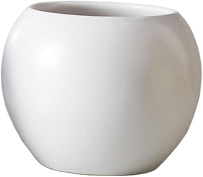White Spherical Ceramic Planter Succulent Small Plant Pots Indoor Modern Round Decorative Indoor-Outdoor Garden Plant Pots with Drainage Holes - Plants Not Included 3.94 x 3.94 x 3.15 Inch