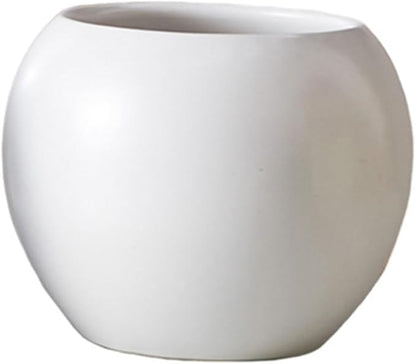 White Spherical Ceramic Planter Succulent Small Plant Pots Indoor Modern Round Decorative Indoor-Outdoor Garden Plant Pots with Drainage Holes - Plants Not Included 3.94 x 3.94 x 3.15 Inch