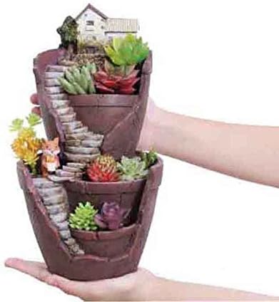 Vencer Creative Plants Pot - Flowerpot Combination Resin Succulent Plant Pot (City of Sky),VF-008