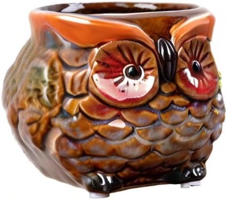 WAIT FLY Cute Animal Ceramic Flower Pot Succulent Planter-Owl
