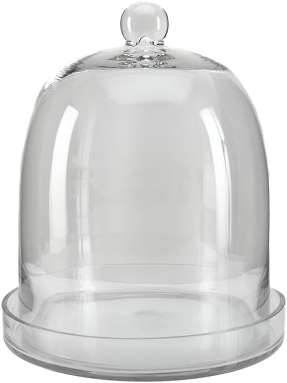 Serene Spaces Living Glass Cloche, Ideal as a Terrarium, Great to Hold Airplants, Flower Blooms, Accessories, Photos, Candles, Dessert Display, Home, Office Decor, Gift Idea, 11" Diameter & 13" Tall