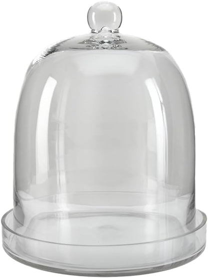 Serene Spaces Living Glass Cloche, Ideal as a Terrarium, Great to Hold Airplants, Flower Blooms, Accessories, Photos, Candles, Dessert Display, Home, Office Decor, Gift Idea, 11" Diameter & 13" Tall