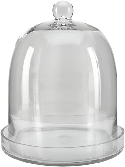 Serene Spaces Living Glass Cloche, Ideal as a Terrarium, Great to Hold Airplants, Flower Blooms, Accessories, Photos, Candles, Dessert Display, Home, Office Decor, Gift Idea, 11" Diameter & 13" Tall
