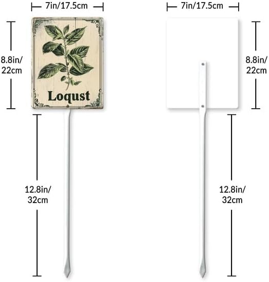 Uptell Vintage Aluminum Loqust Fruit Signs Yard Sign with Stake for Garden Fruit Garden Label Stakes Plant Markers for Outdoor Plants Waterproof 7x8.8 inch