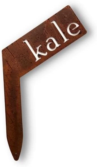 Planter Size Small Metal Garden Plant Vegetable Flower or Herb Markers 13.5 Inches Tall (kale, Naturally Rusted)