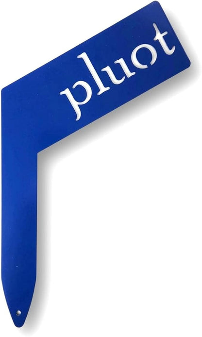 Planter Size Small Metal Garden Plant Vegetable Flower or Herb Markers 13.5 Inches Tall (pluot, Blue)