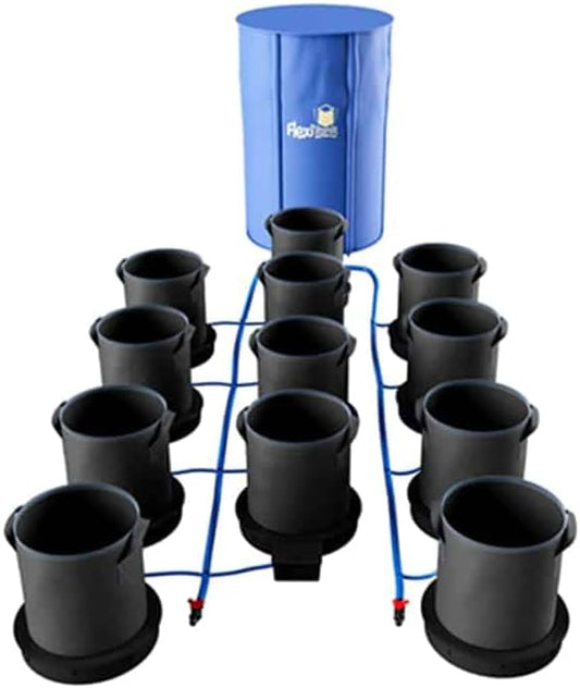 AutoPot 12 Pot XXL System with 9 Gallon Pots and 60 Gallon FlexiTank - Self-Watering, Gravity-Fed System for Hydroponics (12Pot - 9 Gallon - 60 Gallon FlexiTank) Indoor, Black