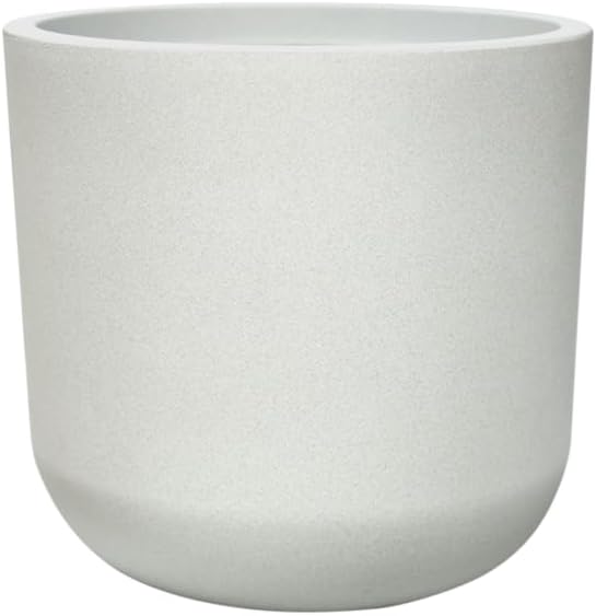 11 Inch Plastic Cylinder Plant Pots, Flower pot for Indoor Plants with Drainage Holes and Plug, Outdoor Garden Planters, Weather-Resistant and UV-Resistant, Modern Decorative for Home, Chalk Beige