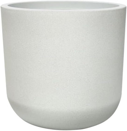 11 Inch Plastic Cylinder Plant Pots, Flower pot for Indoor Plants with Drainage Holes and Plug, Outdoor Garden Planters, Weather-Resistant and UV-Resistant, Modern Decorative for Home, Chalk Beige