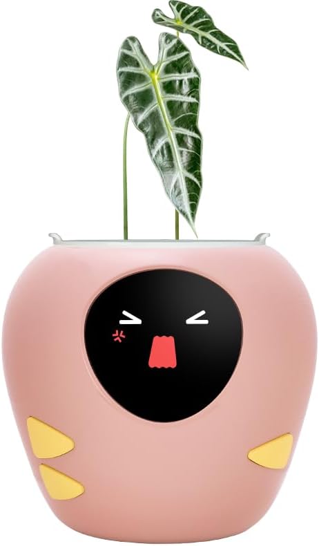 New 2026 Ai Smart Planter – Extra Large Interactive Plant Pot, Pet Plantagotchi, robot, Leafypod and Plantiboy, Robot Flower Pot with Feelings, Indoor Flowerpot with Water, Digital Gifts (Pink)