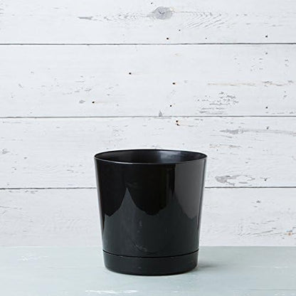 Novelty Majestic Full Depth Round Cylinder Pot, Glossy Black, 12-Inch (10128)