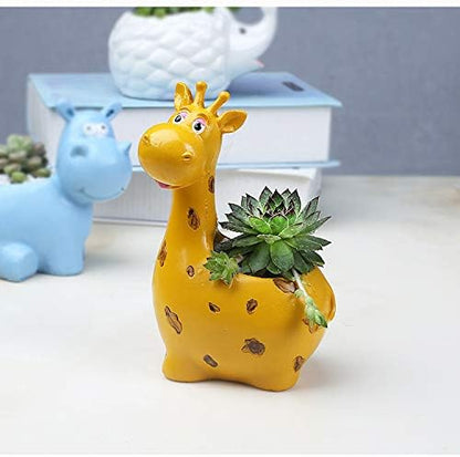 Funnuf Cute Animal Succulent Cactus Flower Planter for Home Garden Office Desktop, 1pcs, Resin Giraffe