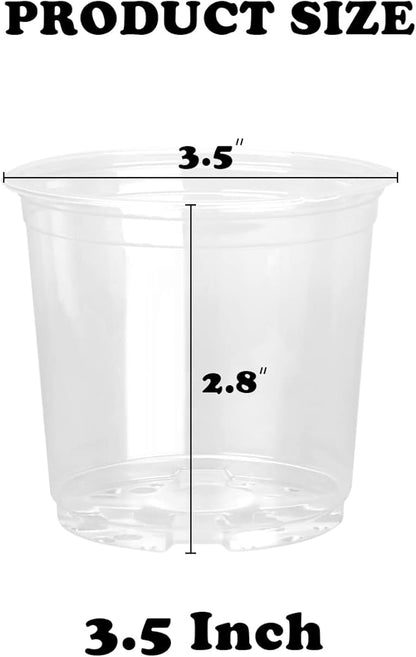 RAOOKIF 25 Pack 3.5 Inch Clear Nursery Pots with Drainage Holes, Flexible Plastic Nursery Pots for Plants, Reusable Garden Flower Pot, Seed Starter Pots