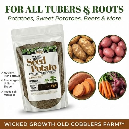 Old Cobblers Farm™ Wicked Growth Seed Potato Fertilizer-Strengthens Roots, Boosts Yields, and Supports Healthy Potato Growth with Eco-Friendly, Slow-Release Nutrients. (5/10/15/20 lbs) (20lbs)