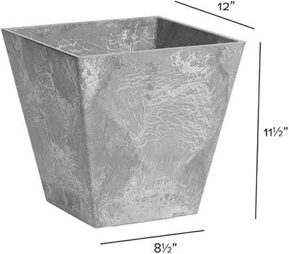 Root & Vessel, ArtStone 35120 Ella Square Planter, Grey, 12-Inch