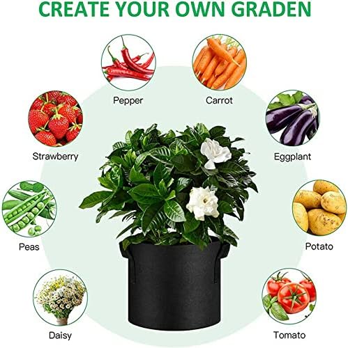10-Pack 7 Gallon Grow Bags, Heavy Duty Thickened Fabric Grow Bags, Nonwoven Fabric Pots with Handles