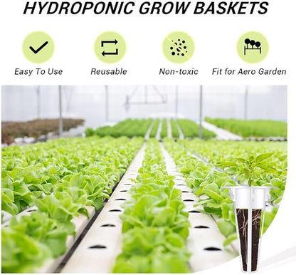 YBB 50PCS Grow Baskets, Hydroponic Seed Starter Pods Baskets Replacement Compatible with Aerogarden Hydroponic Growing System with 60 Pcs Plant Labels