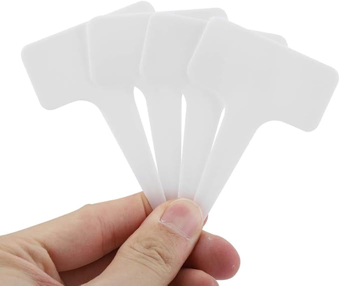 Plastic Plant Tags 50 PCS PVC T-Type Tag Markers Nursery Garden Pot Markers Tree Stake Tags Labels Gardening Tool Kit 610cm(White)