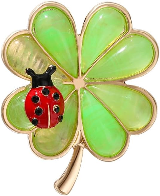St.Patrick's Day Brooches for Women Dainty Crystal Four Leaf Lapel Pin Shamrock Hat Brooch Pins Irish Enamel Brooches Irish Holiday Costume Accessory Jewelry