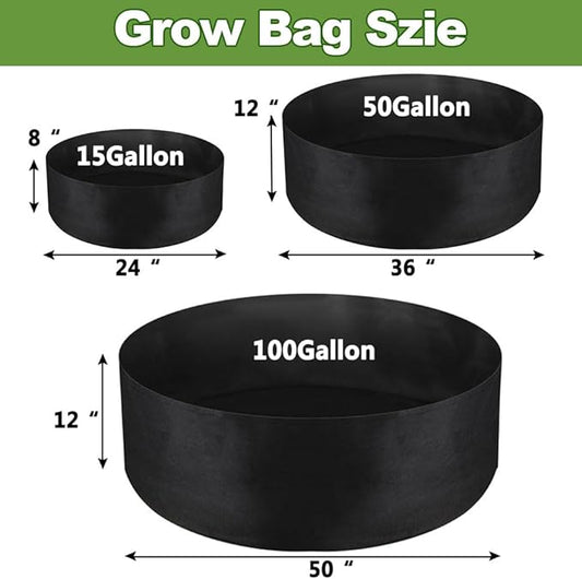2-Pack 50 Gallon Grow Bag, Heavy Duty Thickened Fabric Pots Round Raised Garden Bed Planter for Planting Herb Flower Vegetable Potato Plants (36" D x 12" H)