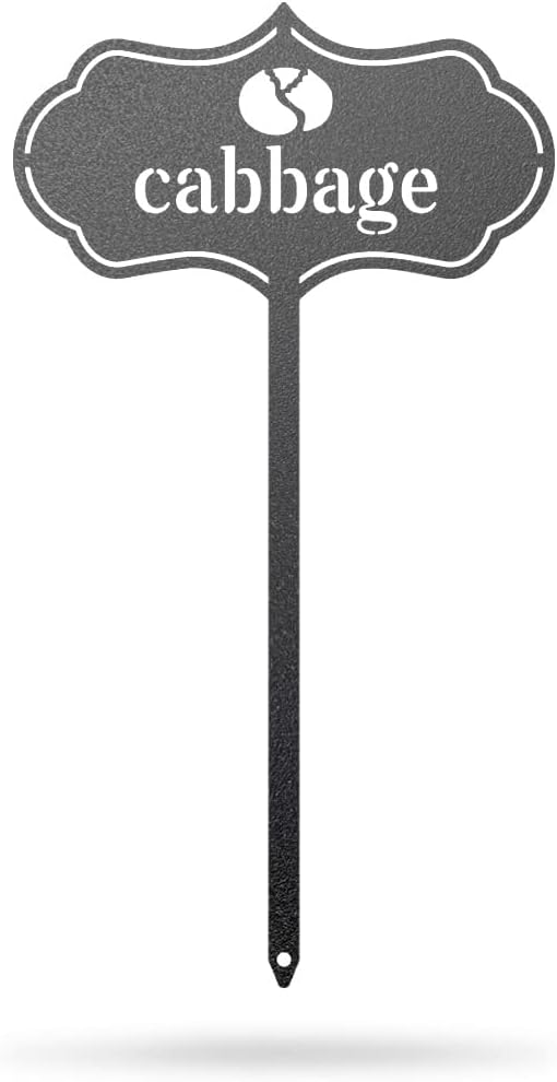 RealSteel Metal Seed & Plant Markers – Elegant Indoor & Outdoor Garden Stakes – Durable Herb, Vegetable & Fruit Plant Labels for Pots, Raised Beds & Greenhouse – Farmhouse Garden Gift - (Cabbage)