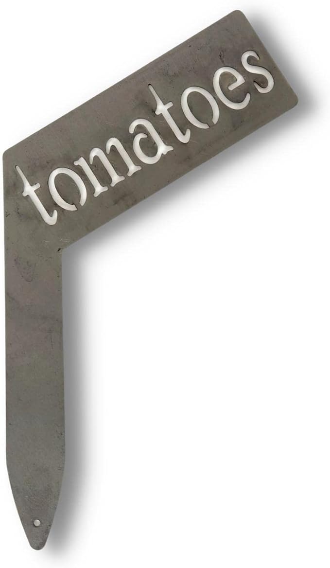 Planter Size Small Metal Garden Plant Vegetable Flower or Herb Markers 13.5 Inches Tall (tomatoes, Raw, Unfinished Steel)