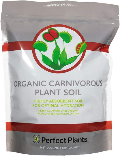 Perfect Plants Carnivorous Plant Soil | Organic Premium Mix | Use with Venus Fly Traps, Pitcher Plants, or Other Carnivorous Plants (4 qts.)