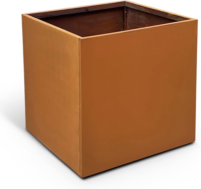 Corten Steel Planter Metal Square Planter 28 Inch Corten Planter Box Tall Cube Rustic Steel Planters for Outdoor Commercial Residential Garden Patio and Backyard