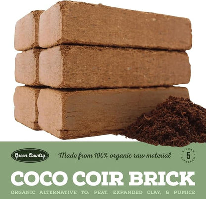 Premium Coco Coir Bricks - 6 Pack | Compressed Coconut Husk Fiber | Potting, Seed Starting, Hydroponics, Soil Amendment | Ideal for Indoor & Outdoor Planting