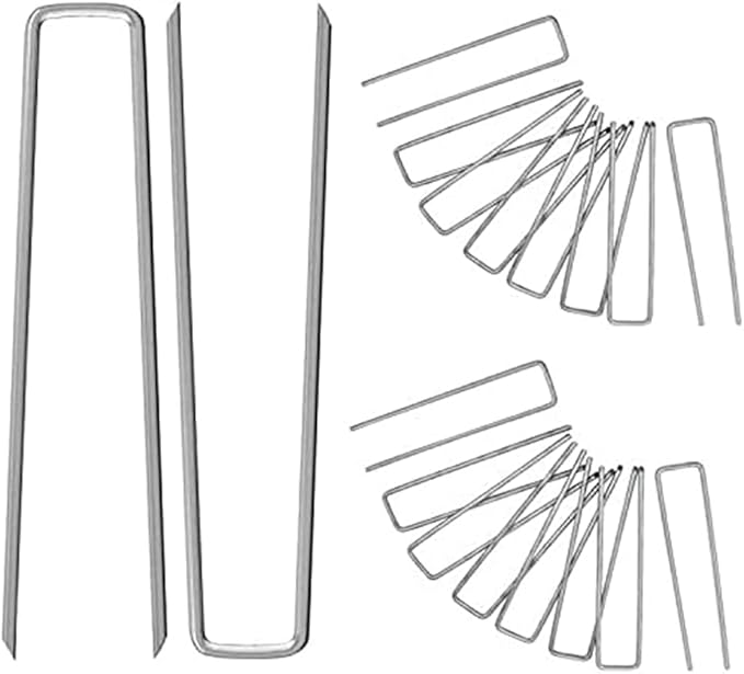 12 Inch Garden Landscape Staples Stakes, 26 Pcs Galvanized Garden Stakes Heavy Duty Metal Ground Stakes for Securing Lawn Fabric