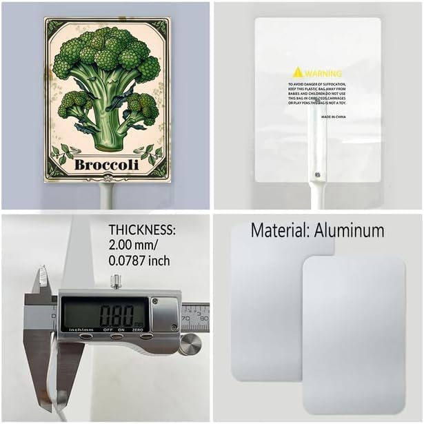 Uptell Vegetable Garden Broccoli Yard Sign Label With Stake Plant Markers For Outdoor Plants Waterproof 7x8.8inch Nursery Garden Outdoor Sign