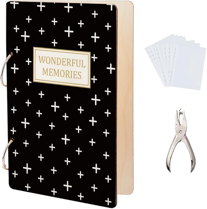 SUPERDANT Wonderful Memories Greeting Card Organizer Gift Card Holder Cards Keeper Storage Keepsake Book Binder Wedding Birthday Post Cards Photo Album Holder with Punch and 20pcs Inner Pockets