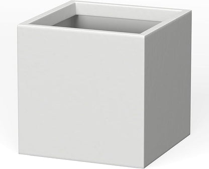 Kante 12 Inch Square Concrete Planter for Outdoor Indoor Home Patio Garden, Large Plant Pot with Drainage Hole and Rubber Plug, Pure White