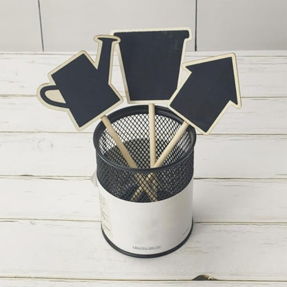 Decoraciones para Salas De Casa Mini Wood Chalkboard Stakes 20pcs Gardening Plant Tags Blackboard Garden Labels Faucet Shaped Yard Stake Flower Tags Plants Sticks for Lawn